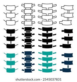 Spinal column icon in black and colored versions.