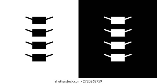 Icono de columna vertebral. Icono de diseño plano simple en blanco y negro