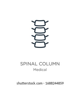 Spinal column icon. Thin linear spinal column outline icon isolated on white background from medical collection. Line vector sign, symbol for web and mobile