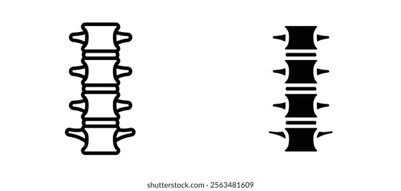 Spinal column icons in outline and fill. vector illustration for ui.