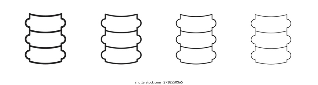 Iconos de la columna vertebral, conjunto de iconos lineales. Iconos lineales negros de la palma