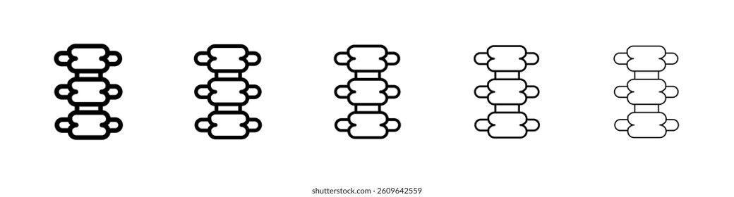Spinal column icons vectors set in different stroke lines