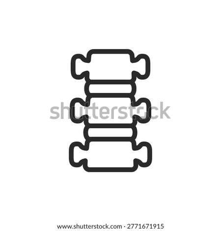 Spinal column, linear style icon. Vertebrae and intervertebral discs. Editable stroke width