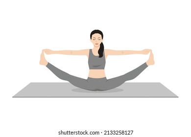 Spinal Column Pose, Upavistha Konasana B, Upward Seated Straddle Pose, Balancing Bear Pose. Beautiful girl practice Merudandasana. Young attractive woman practicing yoga exercise. working out, black