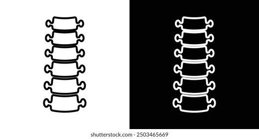 Spinal column thin line vector icon set.