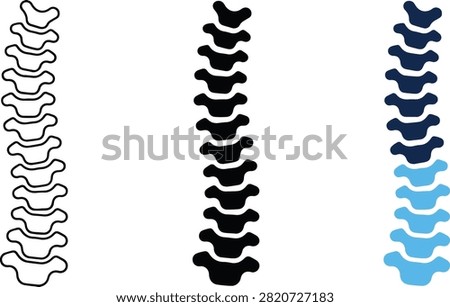 Spinal cord icons, vertebrae column set, medical anatomy, orthopedic healthcare.