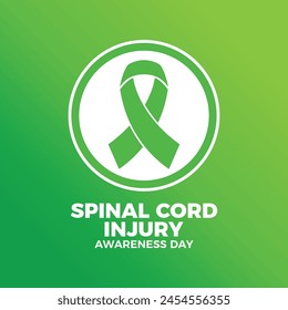 Spinal Cord Injury Awareness Day poster vector illustration. Green awareness ribbon icon in a circle. Template for background, banner, card. Important day