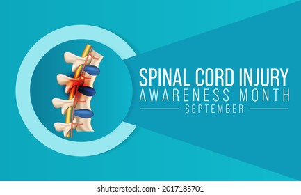 Spinal Cord injury awareness month is observed every year in September, individuals with SCI often overcome the challenges of their condition and go on to lead normal, happy lives. Vector illustration