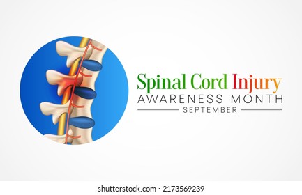 Spinal Cord injury awareness month is observed every year in September, individuals with SCI often overcome the challenges of their condition and go on to lead normal, happy lives. Vector illustration