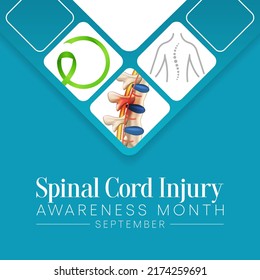 Spinal Cord injury awareness month is observed every year in September, individuals with SCI often overcome the challenges of their condition and go on to lead normal, happy lives. Vector illustration