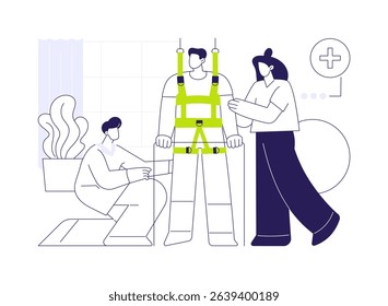 Spinal cord injury rehabilitation abstract concept vector illustration. Patient undergoing rehabilitation after spinal cord injury, physical medicine, osteoporosis diagnosis abstract metaphor.