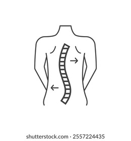 Spinal curvature correction with arrows, suitable for medical presentations, chiropractic articles, posture improvement websites, physical therapy resources.