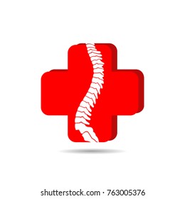 Spinal diagnostic center logo isolated on white, spinal surgery clinic symbol, red spine cord with black text logotype, creative emblem, sign,