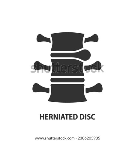 Spinal disc herniation glyph icon. Herniated disc vector sign. Intervertebral hernia symbol. 
