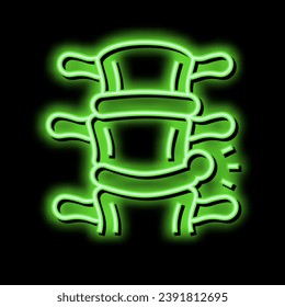 enfermedad de la hernia espinal, vector del signo de la luz del neón. ilustración de la enfermedad de la hernia espinal
