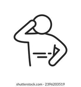 Spinal Injury and Back Pain Icon. Thin Line Illustration for Medical Use, Chiropractic Therapy, and Physical Healthcare Concepts. Isolated Outline Vector Sign.