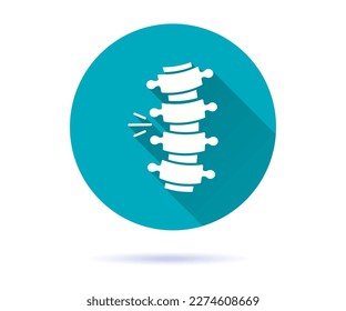 Spinal injury icon. Simple illustration with long shadow for graphic and web design.