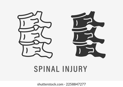 Spinal injury icons. Vector illustration isolated on white background.