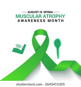 Mês de Conscientização da Atrofia Muscular Espinhal é Stand Strong for SMA Este design de fundo de banner agosto. Um conceito de saúde e medicina.  Faixa realista. Essa é uma doença neuromuscular rara.
