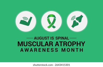 Mês de Conscientização da Atrofia Muscular Espinhal é Stand Strong for SMA Este design de fundo de banner agosto. Um conceito de saúde e medicina.  Ribbon realista. Essa doença neuromuscular rara.