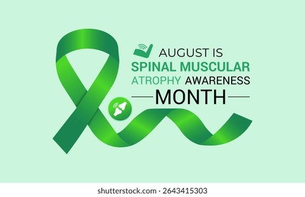 Mês de Conscientização da Atrofia Muscular Espinhal é Stand Strong for SMA Este design de fundo de banner agosto. Um conceito de saúde e medicina.  Ribbon realista. Essa doença neuromuscular rara.