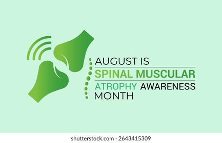 Mês de Conscientização da Atrofia Muscular Espinhal é Stand Strong for SMA Este design de fundo de banner agosto. Um conceito de saúde e medicina.  Ribbon realista. Essa doença neuromuscular rara.