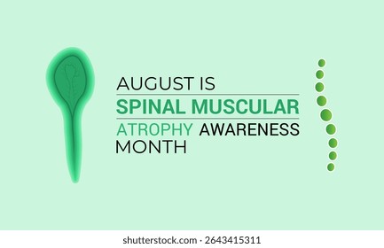 Mês de Conscientização da Atrofia Muscular Espinhal é Stand Strong for SMA Este design de fundo de banner agosto. Um conceito de saúde e medicina.  Ribbon realista. Essa doença neuromuscular rara.