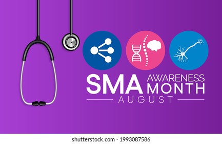 Spinal Muscular Atrophy (SMA) Awareness Month Is Observed Every Year In August, It Is A Genetic Condition That Causes Muscle Weakness And Atrophy. Vector Illustration