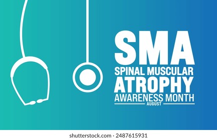 El mes de conocimiento de la atrofia muscular espinal (AME) se observa cada año en agosto, 
Fondo de concepto de Festiva, Anuncio, tarjeta y Plantilla de diseño de póster con inscripción de texto. Ilustración vectorial