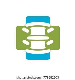 spinal segment with cross vector icon or logo
