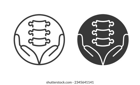 Spinal treatment vector icons on white background.