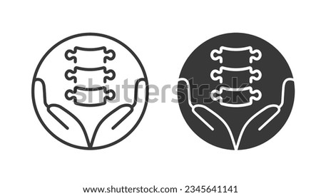 Spinal treatment vector icons on white background.