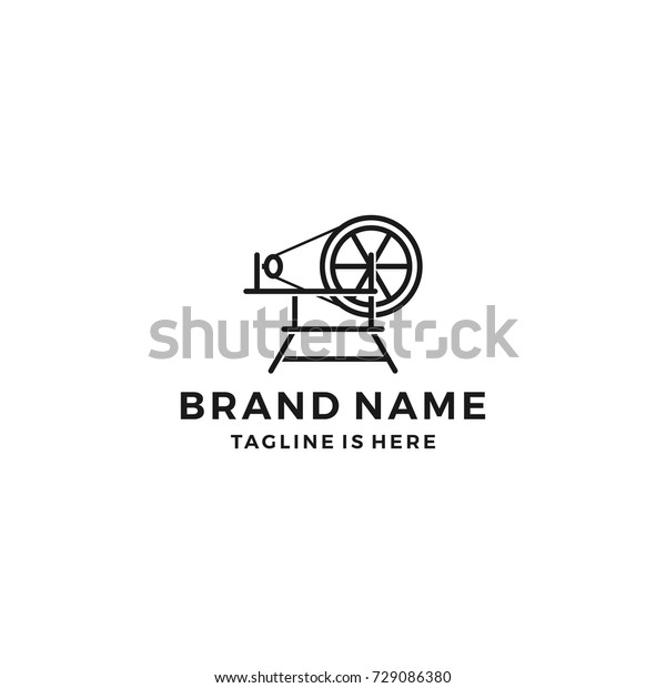 spindle mill loom weaving\
tufting machine textile fabric logo template vector icon\
illustration