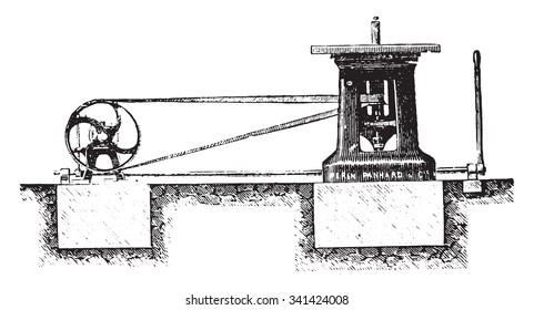 Elevación de la moldura de husillo, ilustración grabada vintage. Enciclopedia industrial E.-O. Lami - 1875.