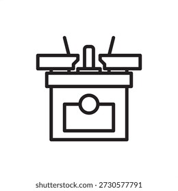 Icono de moldeador de husillo. Perfilado decorativo y carpintería industrial, representando a los moldeadores de madera, fresado de Vertical, fabricación de puertas de gabinete, moldeo arquitectónico y perfilado de borde de precisión.