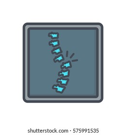 spine back broken bone x-ray icon