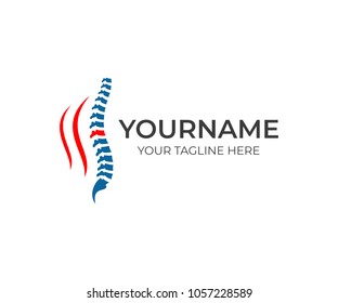 Spine and  backache logo template. Medical diagnostic center, treatment and care behind spine vector design. Healthcare and surgery illustration