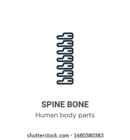 Spine bone outline vector icon. Thin line black spine bone icon, flat vector simple element illustration from editable human body parts concept isolated stroke on white background