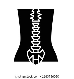 Spine bone structure black icon, concept illustration, vector flat symbol, glyph sign.