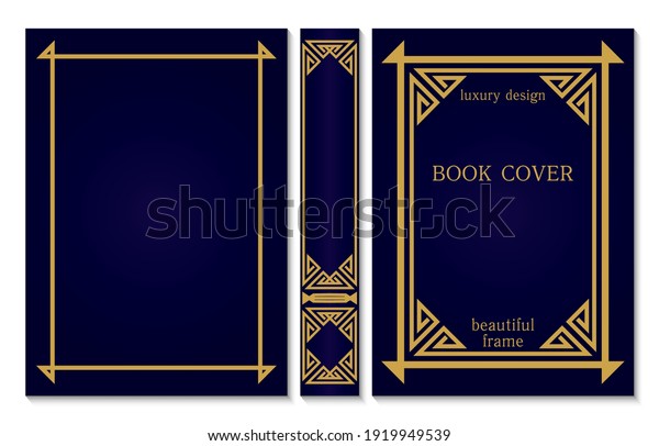 Spine and Book cover design\
template. Retro frames. Vintage certificate design. Simple art deco\
pattern. Flyer promotion. Presentation cover. Vector\
illustration.