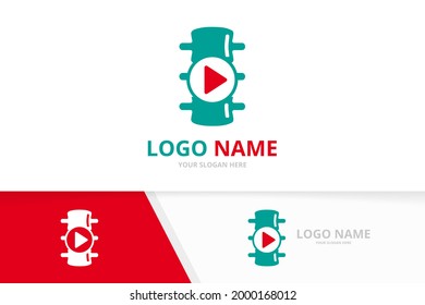 Spine und Button spielen Logo-Kombination. Wirbelsäule und Vorlage für das Logotypdesign aufzeichnen.