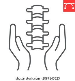 Spine Care Line Icon, Backbone And Physiotherapy, Chiropractic Vector Icon, Vector Graphics, Editable Stroke Outline Sign, Eps 10.