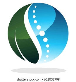 Spine care using natural logo, icon. Natural solutions to the spine