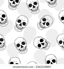 Spine Chilling Skull Grin Vector Seamless Pattern can be use for background and apparel design
