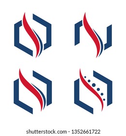 Spine Chiropractic Hexagon Health Abstract Logo Template