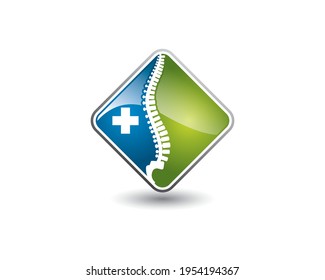 spine clinic chiropractic square glossy application icon online