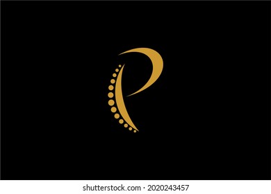 Spine clinic logo design vector. Monogram P abstract symbol. Backbone care sign.