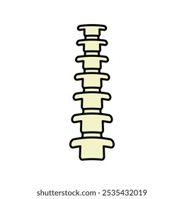 Icono de Vector coloreado de la columna vertebral sobre fondo blanco