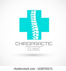 Spine cross logo clinic medicine chiropractic backbone health illustration