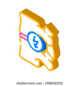vectores de icono isométrico de corte de columna. signo de dolor de corte de columna. ilustración de símbolo aislado